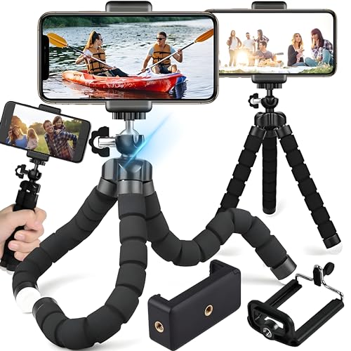 Retoo Flexibel Handy Stativ mit Universalclip Handystativhalter für Smartphone Kamera Actioncam Universelles Dreibeinstativ Selfie Tripod Mini Handy Halter Mini Selfie Stick Kabelloser Tragbarer