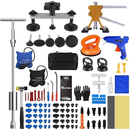 SundpeyPRO Auto Dellen Reparaturset 119Pcs - Auto Reparatur Ausbeulwerkzeug Lackfreies Dent Reparatur Puller Kit Karosserie Beulen Ausbeulwerkzeugset für Hagelschaden Fahrzeug Dellen