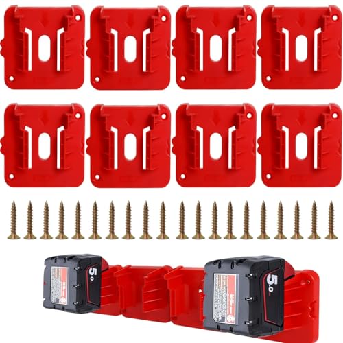 8 Pcs Batteriehalter Kompatibel mit Milwaukee M18 18V Batterien, Wandhalterung Batteriehalterung für M18 48-11-1815 48-11-1828 48-11-1850 48-11-1860, Für Arbeitswagen, Racks, Werkzeugkästen