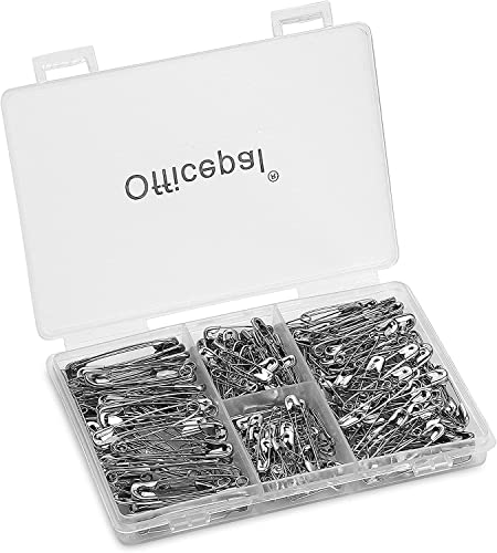 Officepal Premium Quality 4er-Pack Sicherheitsnadeln - Top 250 Stück - Langlebiges, rostbeständiges Set aus vernickeltem Stahl - Bestes Nähzubehör für Babykleidung, Kunsthandwerk, Kunst (4 Größe M)