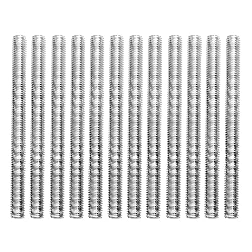 DXiongW 12 Stücke M6 x 10 cm Gewindestangen Edelstahl Volle Gewindestange Bar M6 Gewindestab 100mm 304 Rostfreier Stahl Vollgewinde Stange Silber