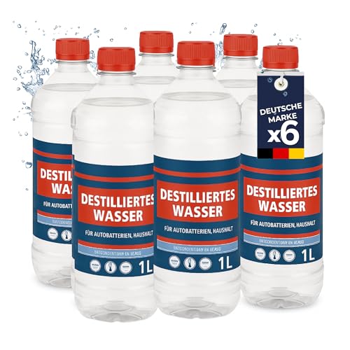 STAHLMANN® Destilliertes Wasser [6X 1L] - Destilliertes Wasser [Made in Germany] für Dampbügeleisen und vieles mehr– Destilliertes Wasser (6X 1 Liter)