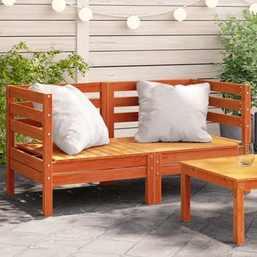 CIADAZ Garten-Ecksofas, 2 Stück, Wachs, Braun, Kiefernholz, Massivholz, Gartensofas, Sofabezug, Außensofa-Bezug