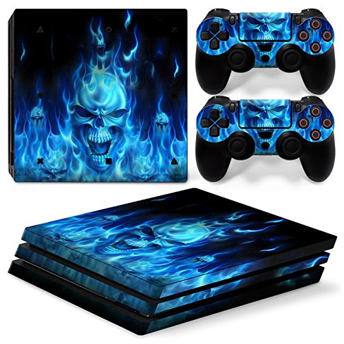 Mcbazel Vinyl Sticker Protect für Konsole & Controller, Haut Aufkleber für PS4 Pro Blue Skull