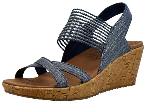 Skechers Damen BEVERLEE - HIGH TEA Keilsandale, Navy, 41 EU