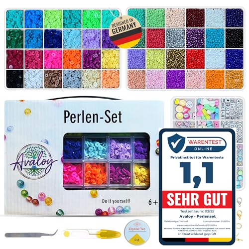 AVALOY hochwertige Perlen für Armbänder Perlen 48 Farben Armbänder selber machen Perlen Set diy Perlen Set pastell Perlen zum Auffädeln Schmuckherstellung Kit Perlen 6mm / 3mm Beads (Set 3)