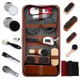 FGXY Schuhpflege-Set, 11-teiliges Schuhpflegeset Schuhputz-Reise Set mit Bürste Rosshaar Schuhcreme Holzapplikator Bürsten Schuhlöffel (11 PCS)
