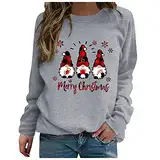 Famzuneu finein Tag, Weihnachtspullover Damen Wichtel Lustig Weihnachten Pullover Rundhals Schön Weihnachts Sweatshirt Ugly Winter Langarmshirt Große Größen Weihnachtspulli