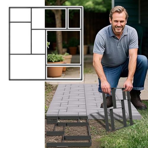 NAIZY 1 Stück DIY Betonform 50x50cm Schalungsform 8 Gitter NO.1 Quadrat Pflasterform Gehweg Gießform Beton Schablone Pflasterschablone Kunststoff, für Trittsteinen Garten Rasenbahnen