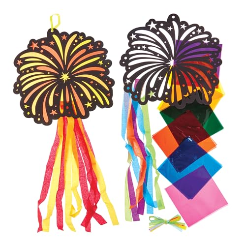 Baker Ross FN304 Feuerwerk Glasmalerei Dekoration Kits - 5er-Pack, Dekorationen für die Feuernacht, Basteln für Kinder