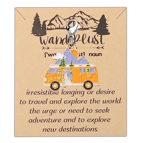 FEELMEM Wohnmobil-Anhänger mit Reißverschluss, zum Anklippen, Natur, Wandern, Camp-Liebhaber, Geschenk für Wanderweh, Geschenk, middle, Legierung