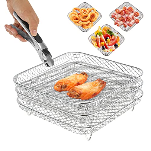 BEAHING Air Fryer Rack für 5,8-8 QT Luft Fritteuchter Multifunktional Dehydrator Rack mit Zungenluft-Fritteuse-Zubehör für Ofen, Mikrowellenquadrat, Dehydratorregal