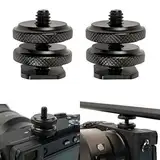 Stativgewinde für Blitzschuh, 2 Pack, 1/4" Zoll Gewinde, in schwarz, aus Metall, Blitzschuhadapter mit Montageplatte, Blitz Schuh Halter, Blitzschuh Halterung, Hot Shoe Adapter, Adapter Blitzschuh