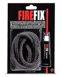 FIREFIX 2044 Keramikkordel ø 10mm, grau I 2m Ofendichtschnur für Kaminofen I Rundkordel I Ofendichtung mit bis zu 1100 °C hitzebeständigem Kleber 17ml