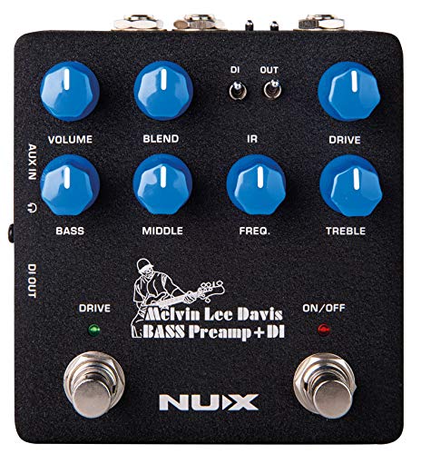 Nux NBP-5 MLD Bass Preamp, Bass-Vorverstärker (DI-Box mit IR-Cabinet-Simulation, IR-Speakersimulation, Aux-Input, XLR-DI-Ausgang, 8 IR presets, USB Audiostreaming inkl. Re-Amping), Schwarz