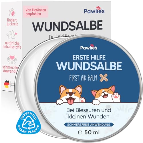 Pawlie's Wundsalbe für Hunde & Katzen (50ml) – Entzündungshemmende Salbe bei Hotspots, Milben, Juckreiz Hund – Erste Hilfe Wund- und Heilsalbe für Katzen – Analdrüsen Salbe Hund | First Aid Balm Hund