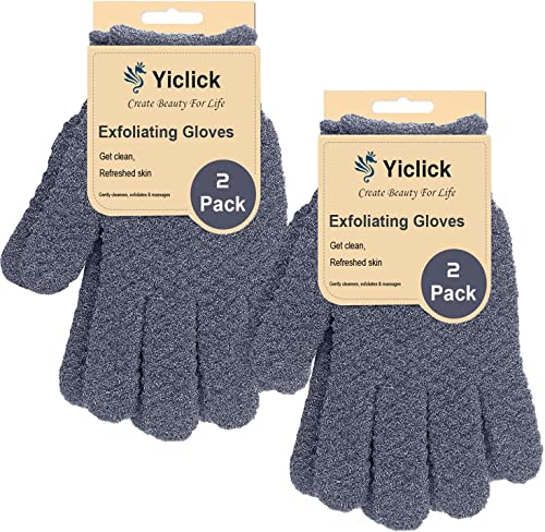 Yiclick 4 Stück Peelinghandschuh Peeling Handschuhe - Exfoliating Gloves, Körperpeeling Peeling Körper Gesicht, Badeschwamm, Duschschwamm, Peeling Luffa Schwamm Waschlappen Rückenbürste Badezubehör