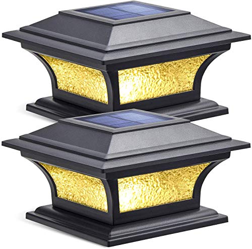 Siedinlar Solarleuchten für Außen mit Glas 2 Modi LED Lampe Solarleuchten Garten Solar Pfostenleuchte Wasserdicht Gartendeko für Garten Terrasse Zaun 4x4 5x5 6x6 Zoll Hölzerne Pfäle (2 Stück)