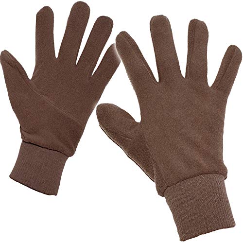 alles-meine.de GmbH warme - Fleece Fingerhandschuhe - Farbe & Größenwahl - braun - Größe: 9 bis 10 Jahre - mit extra Langen Bündchen - LEICHT anzuziehen ! weich warm - dünn FLA..