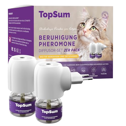 TopSum Pheromone Katzen Diffusor Kit: Katzen Pheromone Starterset - Katzen Beruhigung - Fördert Wohlbefinden & Verhaltensunterstützung, 2er-Pack (Lila)