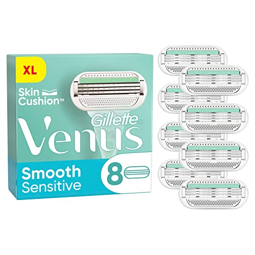 Gillette Venus Smooth Sensitive Rasierklingen für Rasierer Damen, 8 Ersatzklingen für Damenrasierer mit 3-fach Klinge