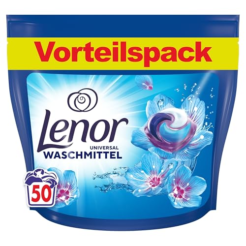 LENOR PODS® Universal Waschkapseln Vollwaschmittel 50 Waschladungen, Aprilfrisch, Langanhaltende Frische Und Geruchsentfernung Bei Kaltwäsche