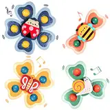 Saugnapf Spinner Spielzeug für Baby Toys, Badewannenspielzeug Sensorik Spielzeug für Kleinkinder 1-3 Geburtstagsgeschenk Spinning Top Saugspielzeug (4Pcs)