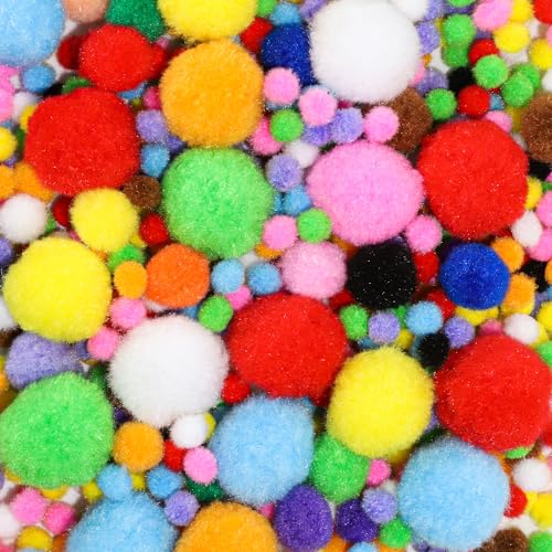 Delsen 2000 Stücke Mini Pompons zum Basteln, Kleine Bommeln, 10mm Filzkugeln Bunt,Pompoms zum Basteln für Dekorieren Verzieren Nähen DIY, Pompons Bunt Bälle