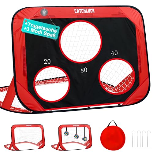 CATCHLUCK Fussball Tor Fußballtor Kinder Fussballtore für Garten Kinder Pop Up Fussballtor Fussball Tore Kinder Fußball Tor Fussballtor Outdoor Training mit Tragetasche, Rot