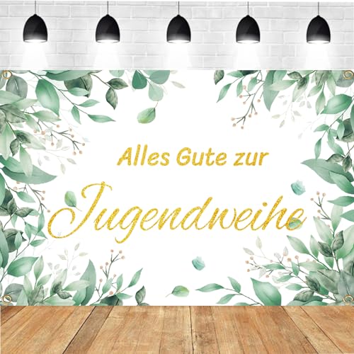 180x110cm Jugendweihe Banner Jugendweihe Deko Alles Gute zur Jugendweihe Banner Grün Hängedeko Endlich Erwachsen Party Deko Junge Mädchen Konfirmation mit Schnur für Jugendweihe Party