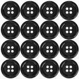 100 Stück Knöpfe für Bekleidung Harz Buttons Schwarz Knopf 4 Löcher Knöpfen zum Basteln Rund zum Nähen,Basis Button,Harz Knöpfe für Kleider Nähen DIY Handwerk Scrapbooking und Dekorieren-15MM