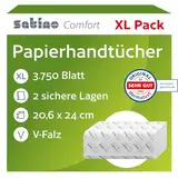 Satino – 3.750 Papierhandtücher – 2 lagig - Z-Falz – 20,6 x 24cm (gefaltet: 20,6 x 8 cm) - saugstark & fusselfrei - Handtuchpapier aus Recyclingpapier - Papiertücher für PT2 & H2 – Papier