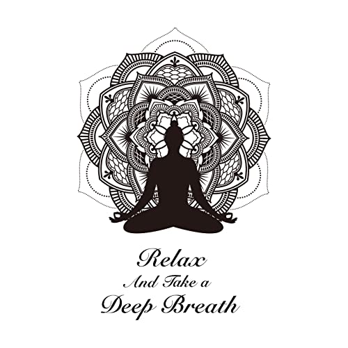 PLIGREAT Lotusblume Wandtattoo Relax Sprüche Wandsticker Vinyl Yoga-Silhouette Wandaufkleber Meditation Wanddeko Aufkleber für Badezimmer Yoga-Studio Schlafzimmer Heim Décor