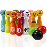 year old Spielzeug Bowling Set Kinder mit 10 Kegel und 3 Bälle, Montessori Spielzeug ab 2 3 4 5 Jahre Outdoor Spiele ab 3 Jahren - Geschenk des Jahres Mädchen Junge ab 3 Jahre (Bowling Set)