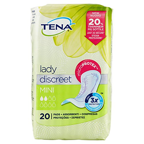 TENA DISCREET MINI - 20er-Pack Inkontinenzeinlagen für Frauen, atmungsaktiv, hypoallergen, diskret, weich, komfortabel bei Urinverlust, Inkontinenz, dermatologisch getestet