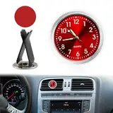 Leuchtende Uhr für Auto Armaturenbrett, 4x4 CM Kleine Autouhr, Dashboard Mini Car Clock, Universelle Quarz Uhr für Auto LKW SUV(Rot)