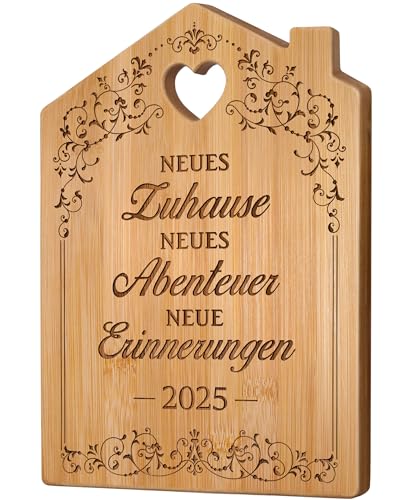 Giftasy Geschenk zum Einzug 2025 - Graviertes Bambus Schneidebrett, Einzugsgeschenke Wohnung, Einweihungsgeschenk Haus, Richtfestgeschenk, Neues Zuhause Neues Haus Neue Wohnung Hauskauf Geschenke