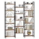 Hzuaneri Bücherregale, Standregale, Regal mit 17 Fachböden, 6 Etagen, Verstellbarer Abstand, 24 x 152 x 186 cm, Tragfähigkeit 340 kg, Wohnzimmer, Büro, Vintage Braun-Schwarz BC10101B