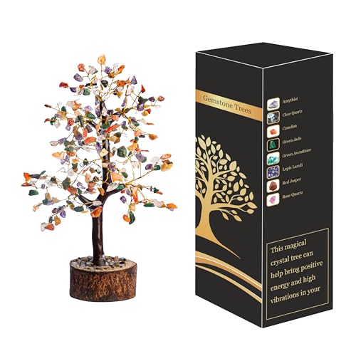 Wonder Care Edelstein Multikristall spirituelle Bäume für das Leben Kristallbaum für Geld Bonsai-Baum Feng Shui spirituelle Schreibtischdekoration – Multi Kristallbaum (300 Perlen)