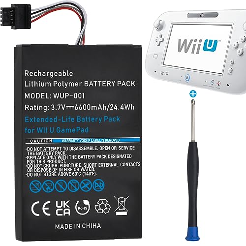 Uwayor Ersatzakku Akku WUP-001 für Wii U Gamepad, 6600mAh 3.7V hohe Kapazität Ersatzakku mit Schraubenzieher