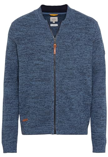 camel active Herren Mouliné Strickjacke aus zertifiziertem Organic Cotton Blau Menswear-XXL