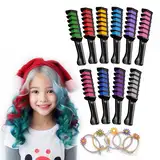 Magicat Haarkreide Set I 10 brillante Farben und 5 Haargummis I Perfekt für Weihnachten, Nikolaus, Adventskalender & mehr! I für Mädchen I Haare färben Kinder I hair chalk