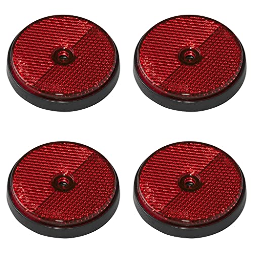 4 Stück Rückstrahler rot rund Anhänger Katzenauge Reflektor LKW Wohnwagen PKW 60mm
