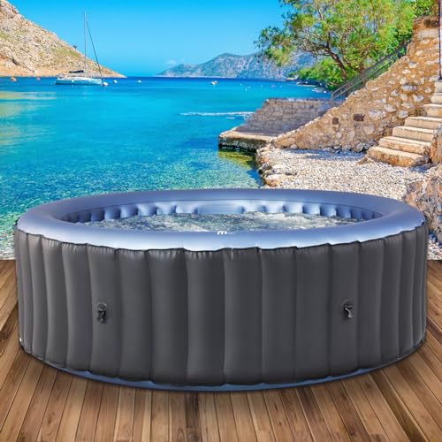 BRAST® Whirlpool aufblasbar MSpa Bergen für 4-8 Personen | viele Größen Ø180-224cm | In- Outdoor Pool | Ganzjähriger Einsatz | bis zu 144 Massagedüsen | Stromsparend inkl. Energiespar-Timer | Bergen 6