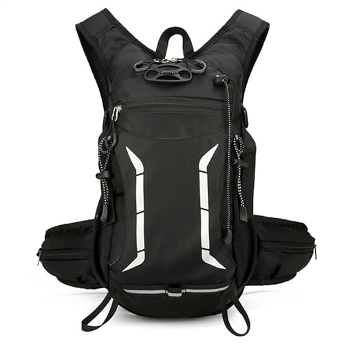 Huzbuz Fahrradrucksack,Laufrucksack,MTB Rucksack für Damen und Herren,Ultraleicht MTB Backpack mit Thermofach,Helmüberzug und Imprägnierung zum Radfahren,Klettern,Skifahren und Laufen(Schwarz)