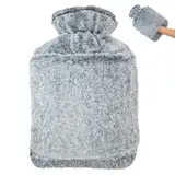 OBSGUMU Wärmflasche mit Bezug – 2L Auslaufsicher Wärmeflasche Groß mit Kängurutasche, Weichem Flauschig Wärmflaschen, Kuschelig Bettflasche, Hot Water Bottle für Kinder & Erwachsene (Blau)