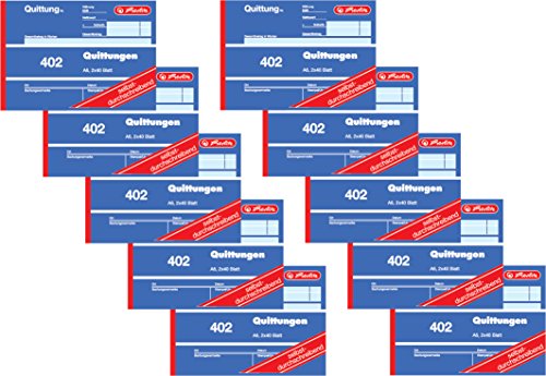 Herlitz Quittungsblock 402, selbstdurchschreibend, A6 quer, 2 x 40 Blatt (10 Stück)