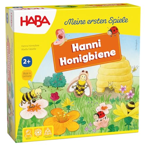 HABA – Meine ersten Spiele: Hanni Honigbiene – Kooperatives Würfel- und Farbspiel – Für Kinder ab 2 Jahren – Mit 3D-Bienenstock und Holzfigur – 1301838001