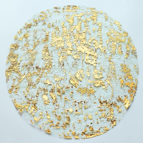 PETLAR Platzset Gold, 12 Stück Tischset Rund Gold-Folie Netzartig Platzdeckchen Elegant Goldene Platzsets Tischsets Hitzebeständig für Familienessen, Westliches Restaurant, Party Tischdekoration