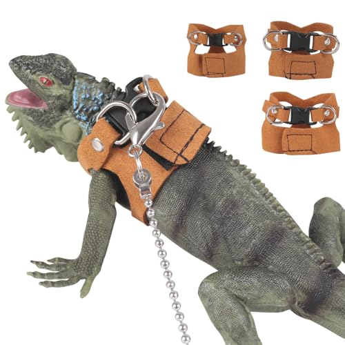 Haustiergeschirr, Bartagame Leine Und Geschirr-Set, 3 Größen, Verstellbare Outdoor Harness Leine für Kleine Haustiere Eidechse Reptilien